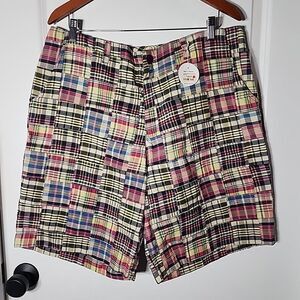 Vintage Just Madras Montauk Bermuda Shorts Mens Size 38 Multicolor 10" USA NWT